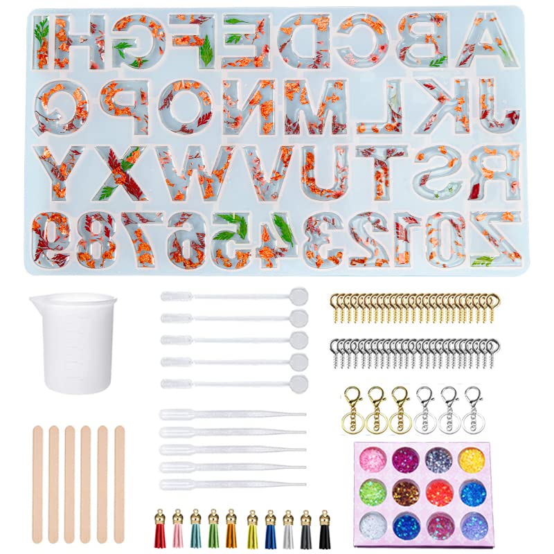 Resin Letter Molds, Silicone Alphabet Resin Molds Kit, Silicone