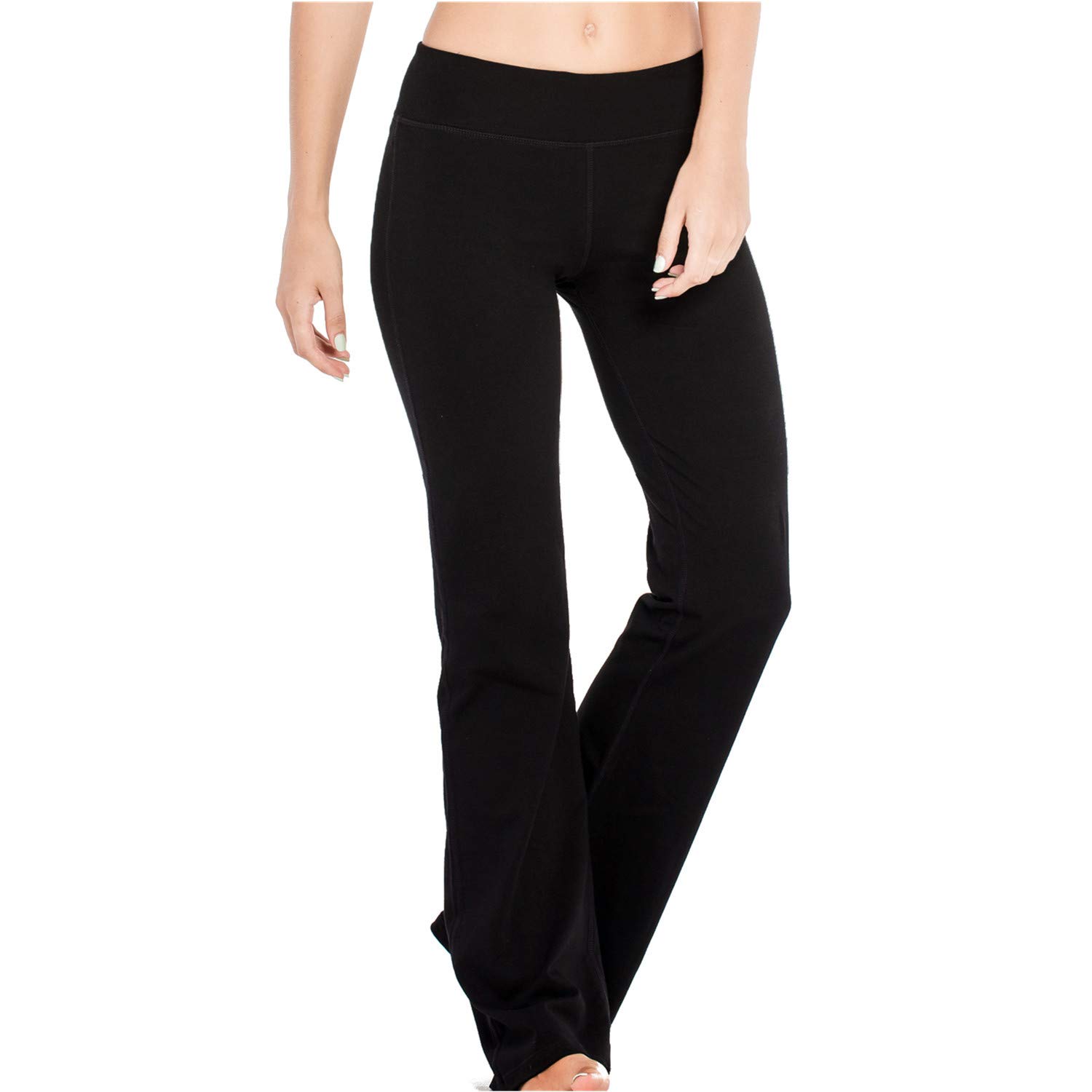 Houmous S-XXXL 29''31''33''35'' Inseam Women's Cotton Bootcut Pants Inner  Pocket X-Large/33 Inseam Black