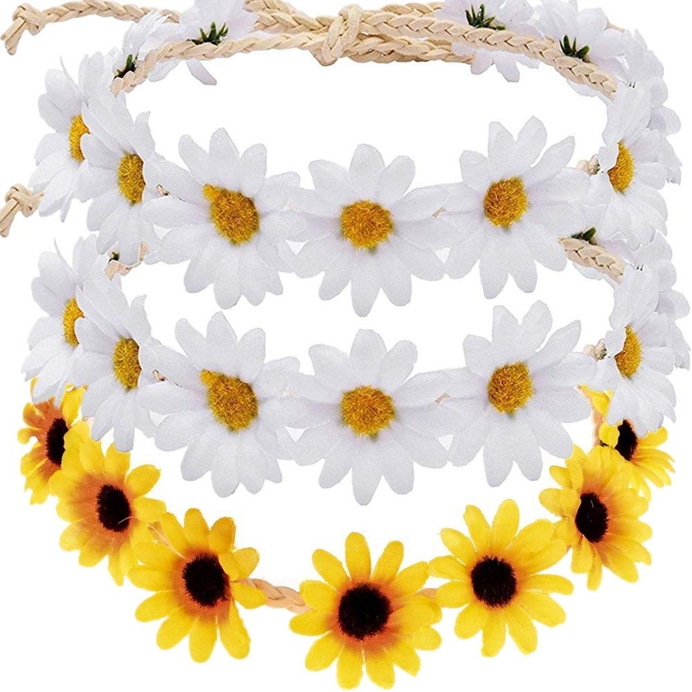 3Pcs Sunflower Headband Crown Headpiece Daisy Headbands for Women