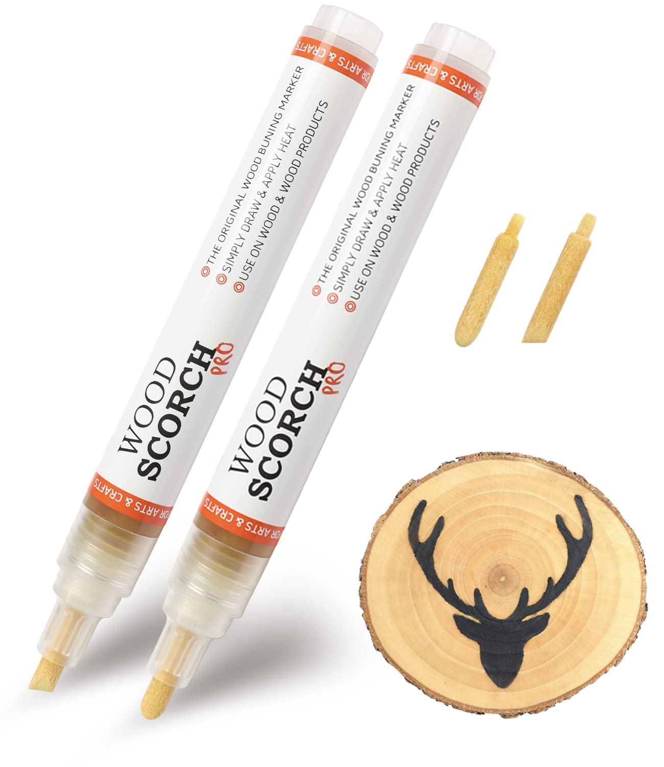 SUIUBUY 2 PCS Chemical Wood Burning Pen Marker, Wood Scorch Pen - Heat  Sensitive Marker for Wood and Crafts - Equipped with Oblique Tip and Bullet  Tip for Easy Use - New Formula