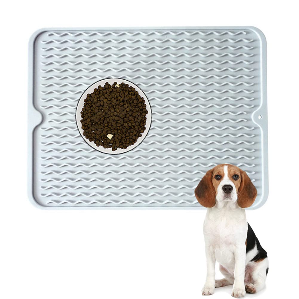 Dog Cat Pet Food Mat Dog Feeding Mat for Food and Water Silicone Dog Dish  Mats for Floors Waterproof Slip Dog Bowl Mat--Grey - AliExpress