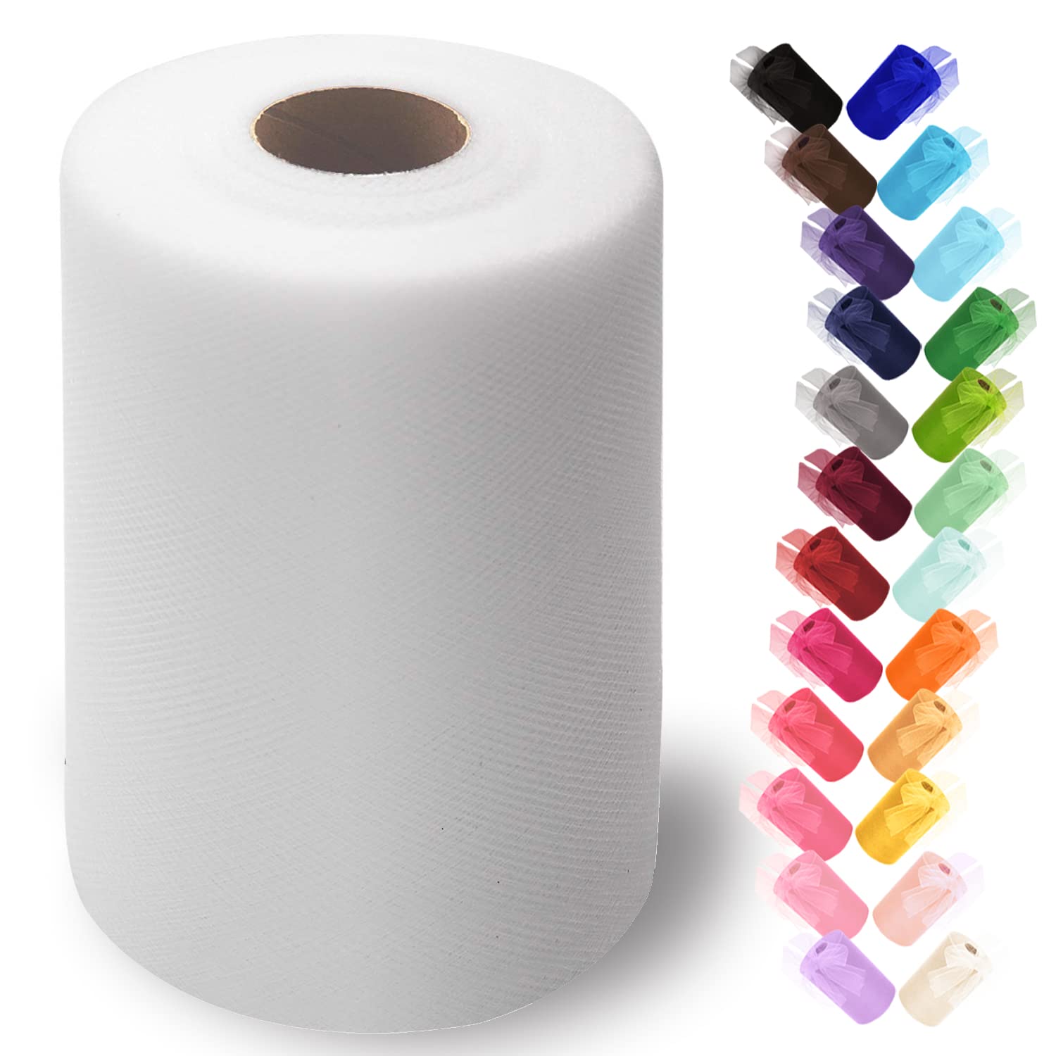 Tulle Fabric Rolls 6 Inch by 100 Yards (300 ft) White Tulle Ribbon