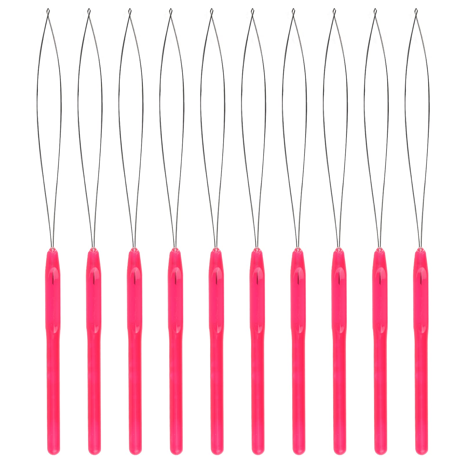 SAVITA 10pcs Hair Extension Loop Needle Threader Pulling Hook Bead