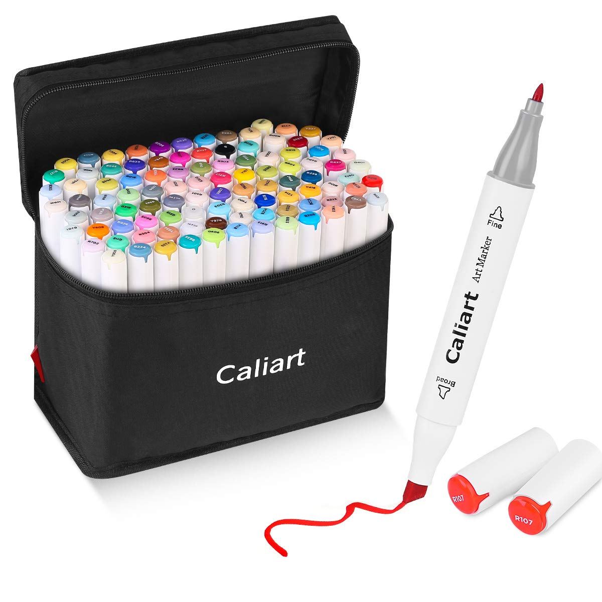 Caliart 100 Colors Artist Alcohol Markers Dual Tip Art Markers Twin Sketch  Markers Pens Permanent Alcohol Based Markers with Case for Adult Kids  Coloring Drawing Sketching Card Making Illustration white penshold