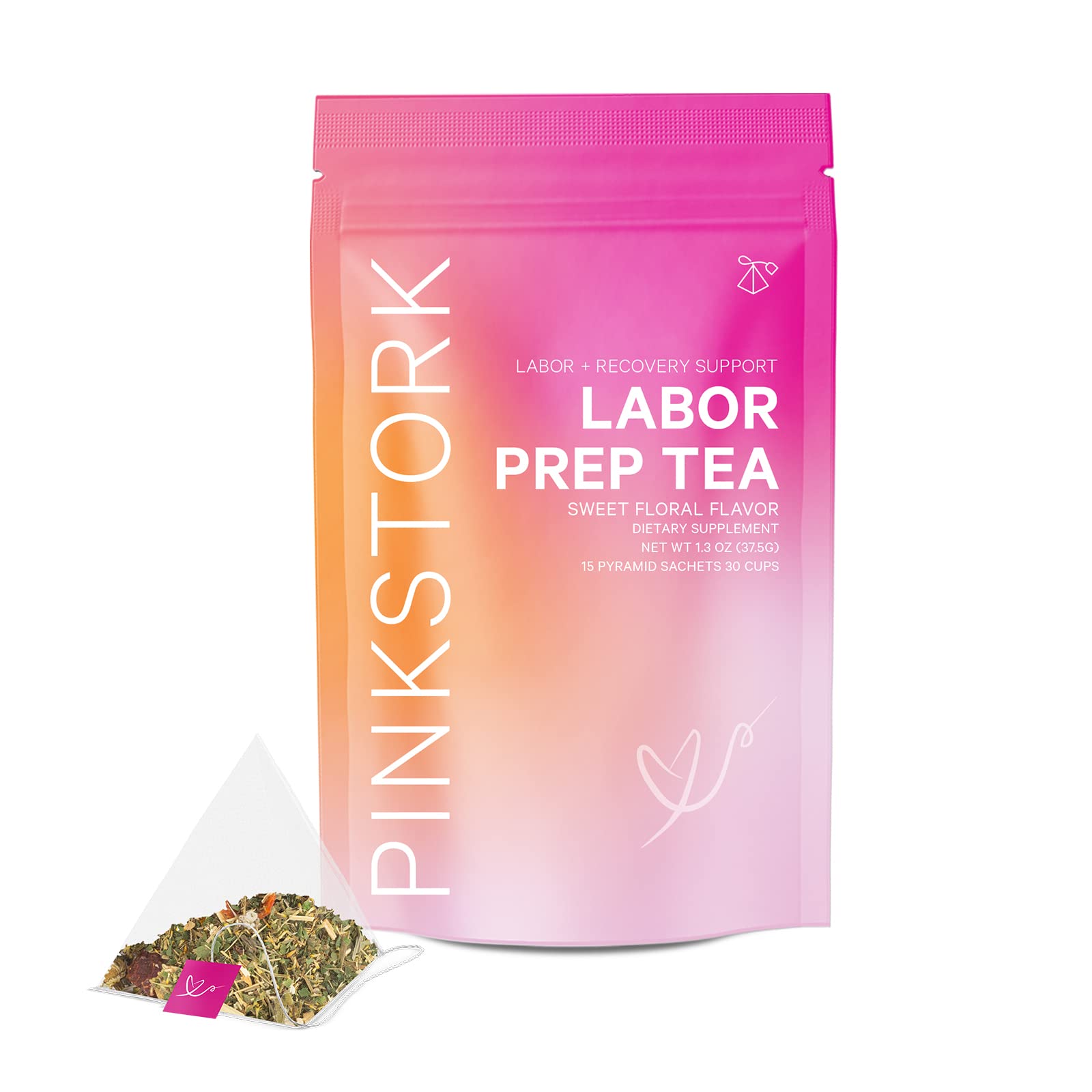 Pink Stork Labor Prep Tea: Sweet Floral, Red Raspberry Leaf Tea, 100%  Organic, Pregnancy Must