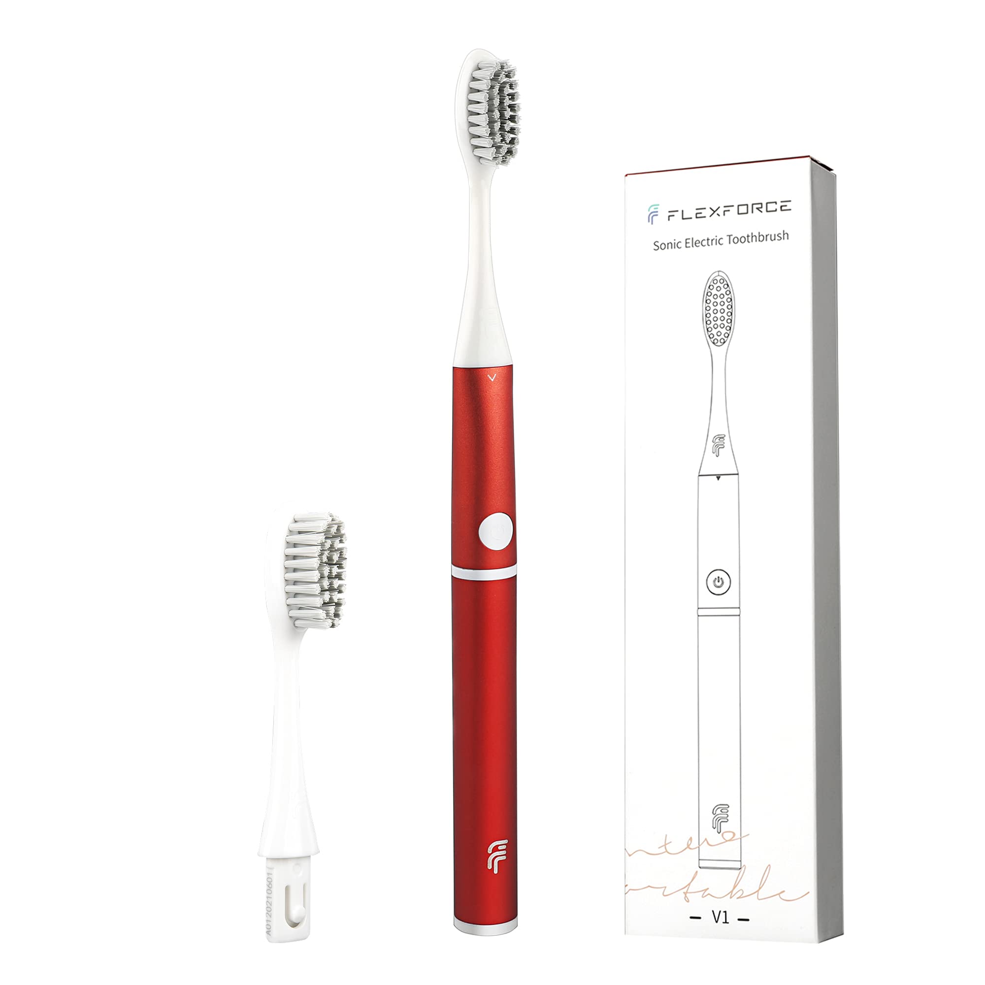 Flexforce AAA Battery Powered SonicToothbrush, Replaceable Toothbrush Head, Metal Aluminum