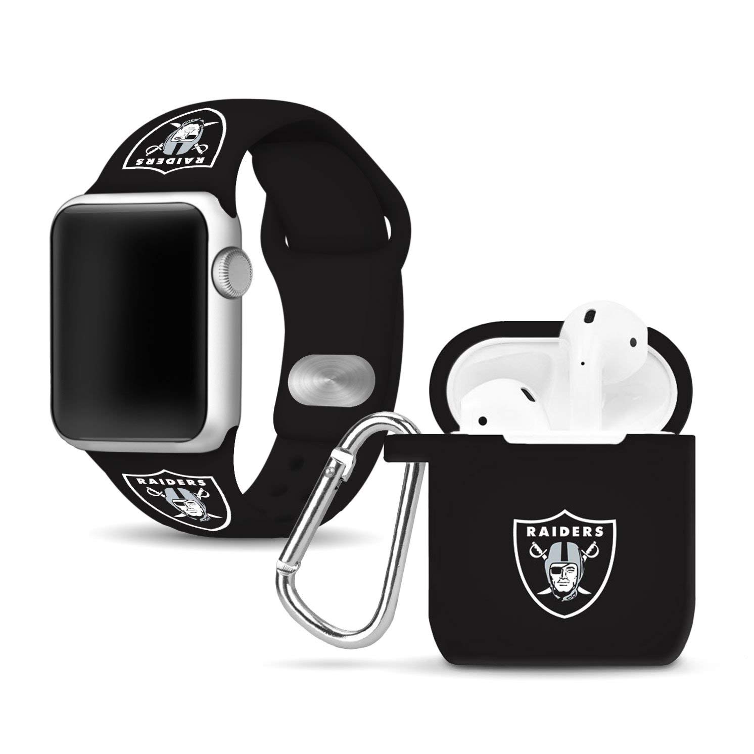  Game Time Las Vegas Raiders Silicone Sport Watch Band  Compatible with Apple Watch- 38/40mm (Black) : Cell Phones & Accessories