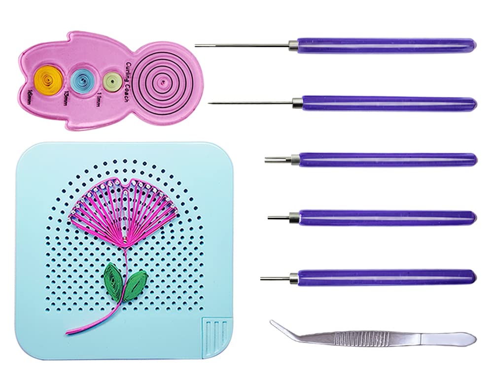 8 Pieces Quilling Kits Paper Quilling Tools Quilling Knitting Board Quilling  Needles Quilling Curling Coach Paper Craft DIY Tools Assorted Sizes Rolling  Curling Quilling Needle Pen XIWUMOER (Blue)