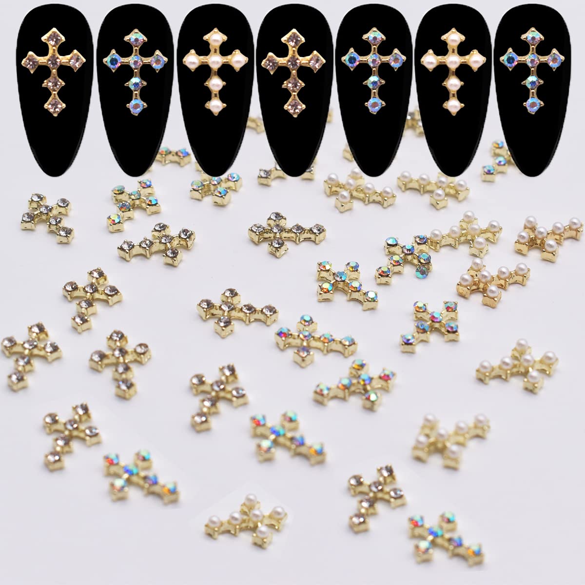 LIFOOST 30Pcs Dollar Sign Nail Charms with Rhinestones Gold and Silver 3D  Nail Jewels Money Design Charms