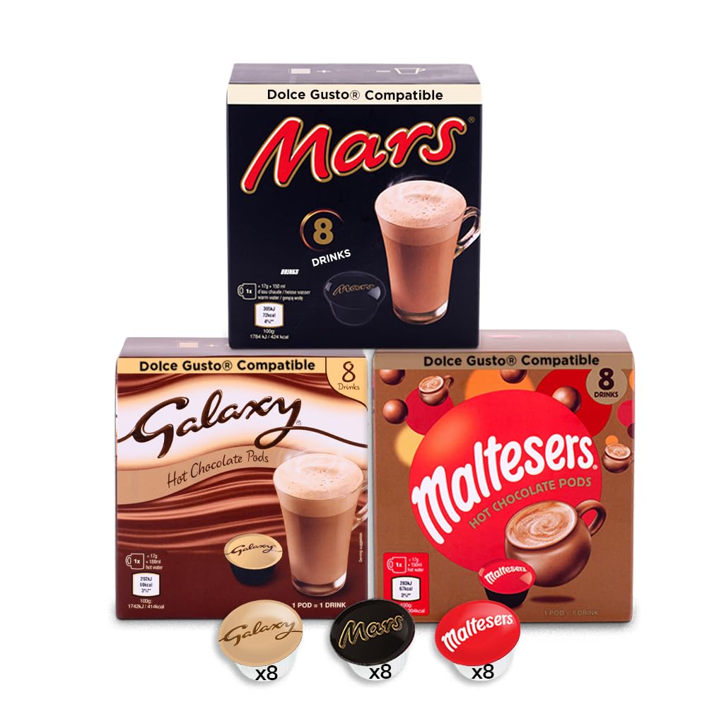 Galaxy Mars & Maltesers Hot Chocolate Pods  Dolce Gusto Compatible Pods  (24 servings - 8 Pods