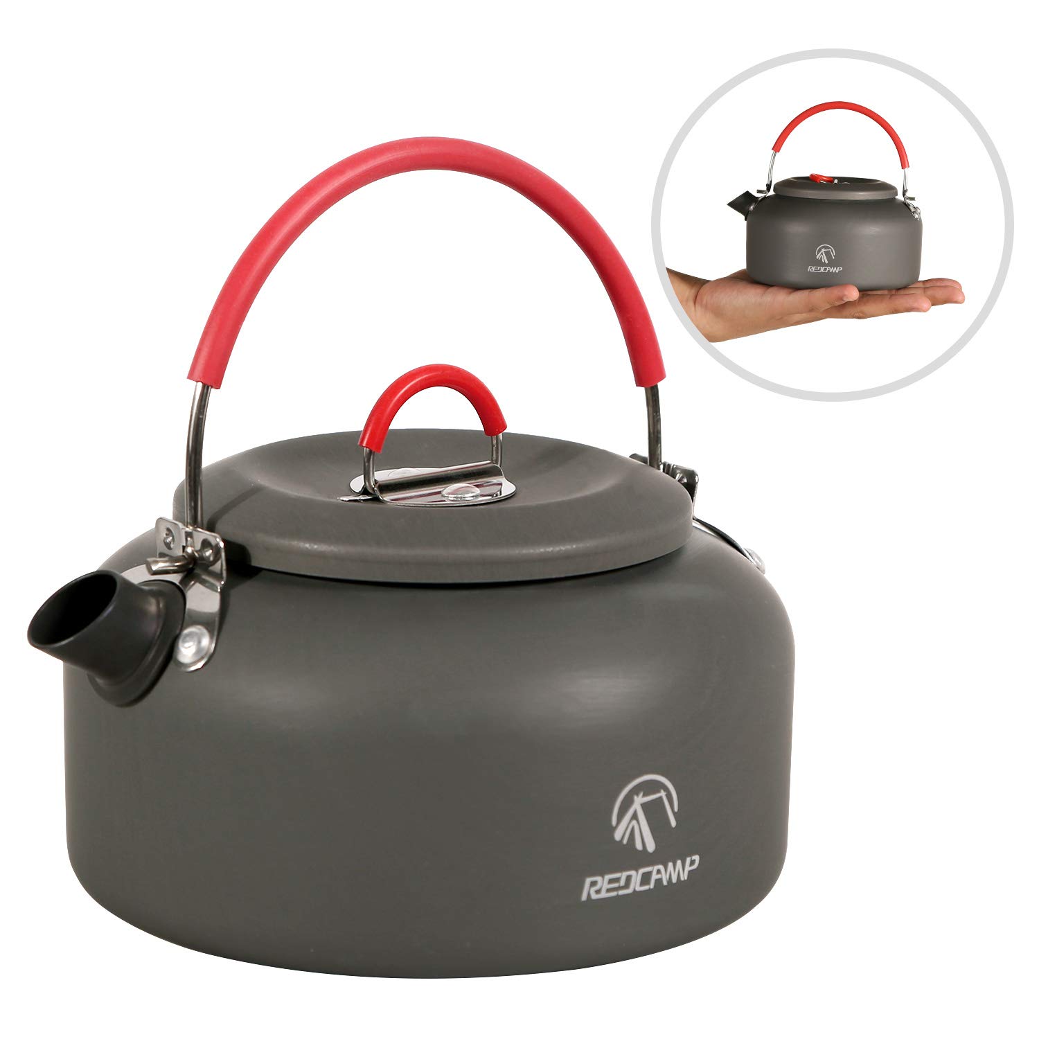 REDCAMP 0.8L/0.9L/1.4L Outdoor Camping Kettle, Aluminum Tea Kettle with  Carrying Bag, Compact Lightweight Coffee Pot 0.8L Mini