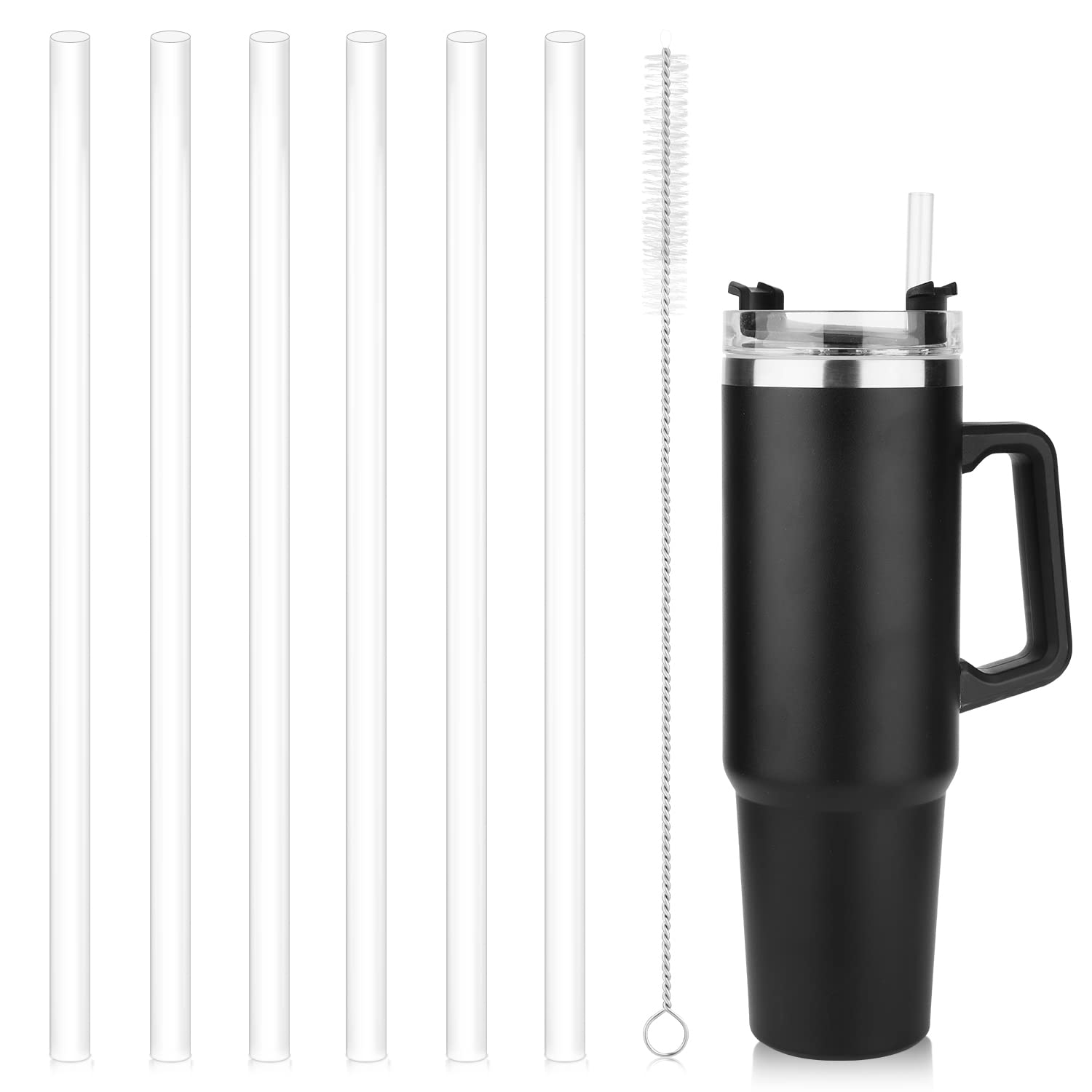 Airboat 8Pack Replacement Straws for Stanley 40oz 30oz 20oz 14oz Tumbler, Reusable Clear Straws Compatible with Stanley Adventure Quencher Travel Mug