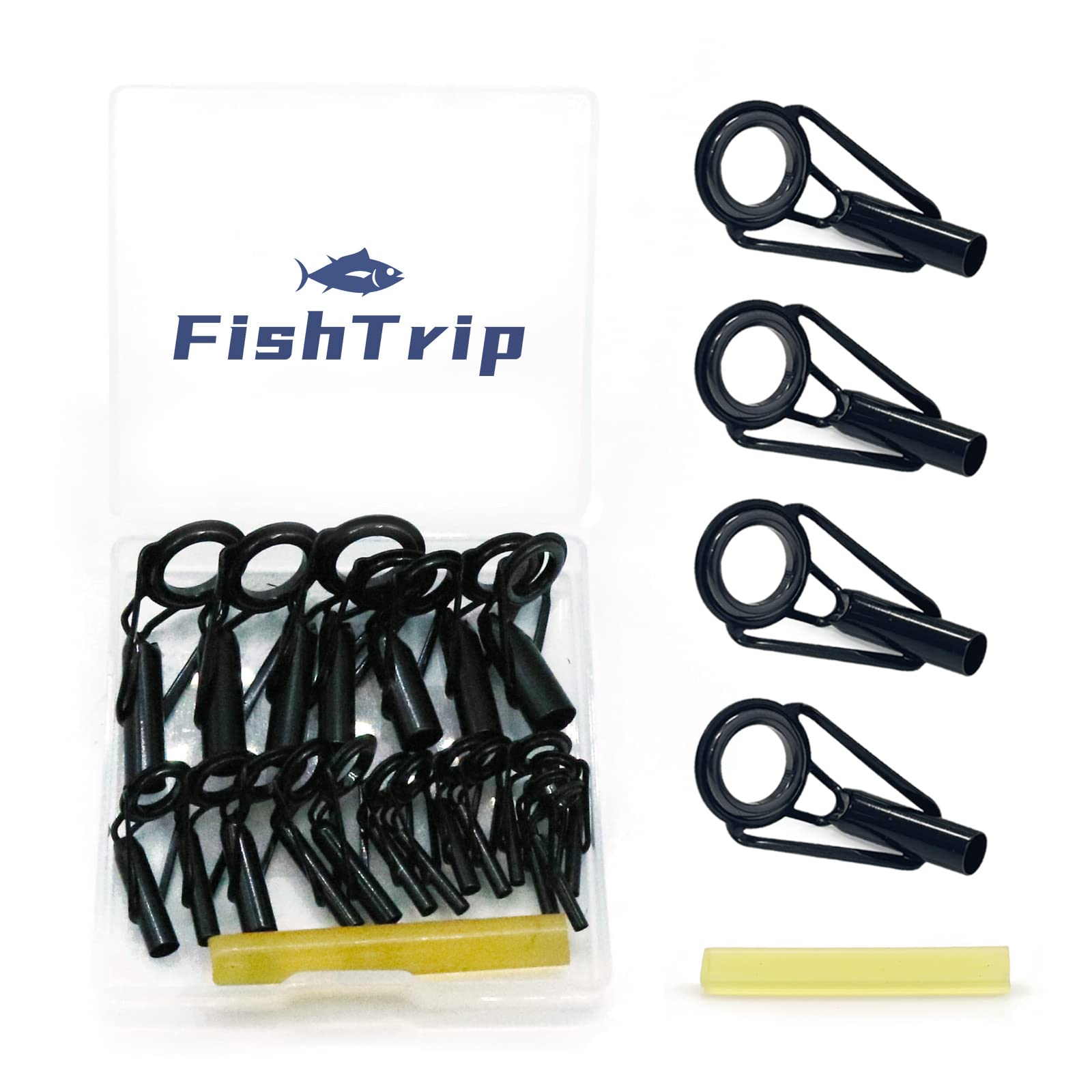 FishTrip Rod Tip Repair Kit Fishing Rod Tips Replacement Kit Stainless  Steel Ceramic Guides Ring Fishing Pole Eyelets Repair Kit 20/90/70pcs  A_20pcs