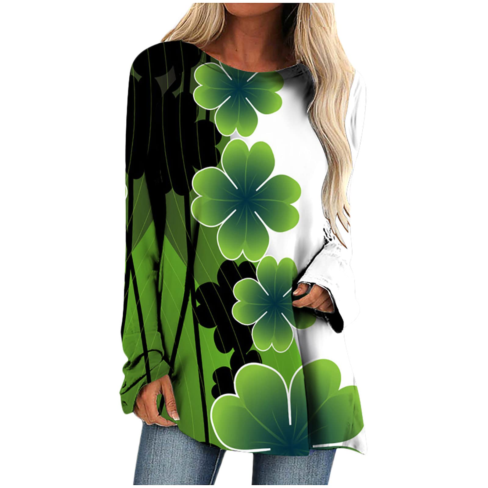 Women's St. Patrick's Day Sweatshirts Casual Hoodies Long Sleeve V Neck  Lightweight Loose Fit Pullover Tops 