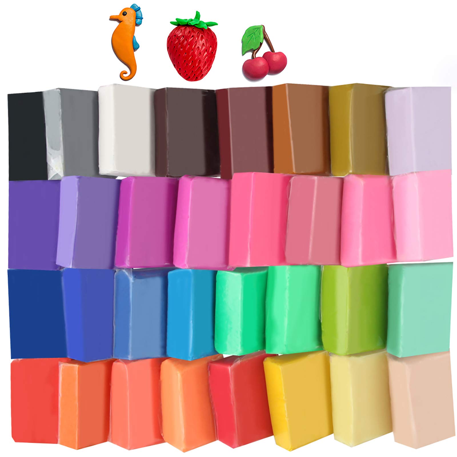 Super Valuable 32 Colors Small Block Polymer Clay Set Oven Bake Clay  Tomorotec Non-Toxic Molding DIY Clay Oven Baking Clay for Kids Artists  (Softer)