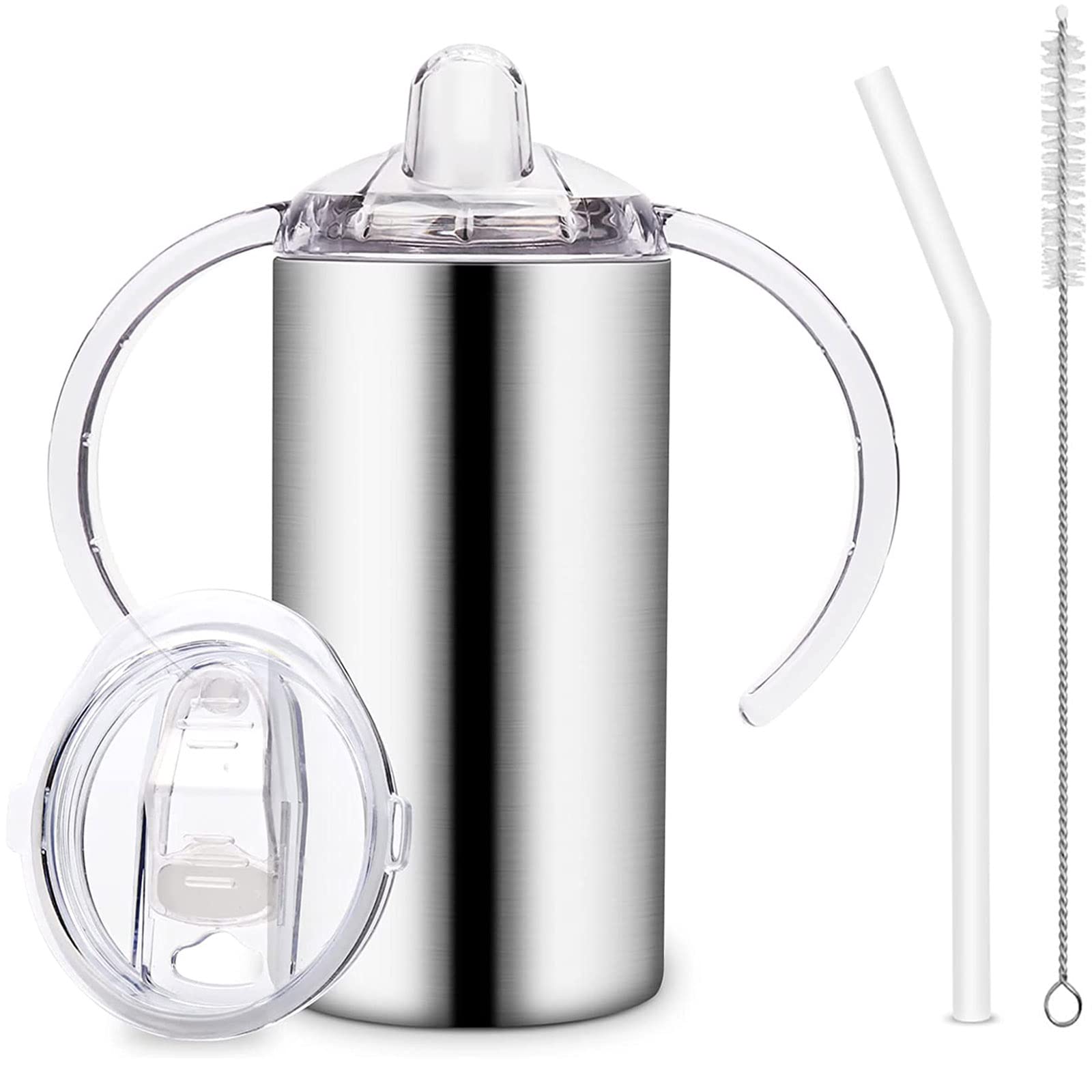 Kids Cups with Lids and Straws, 8oz Spill Proof Drinking Cups Stainless  Steel Sippy Cups for