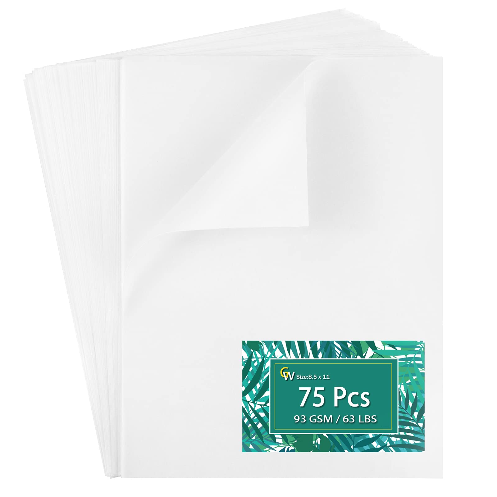 Vellum Paper 8.5x11 Translucent Printable Tracing Paper for Drawing 75  Sheets 93GSM/63LBS