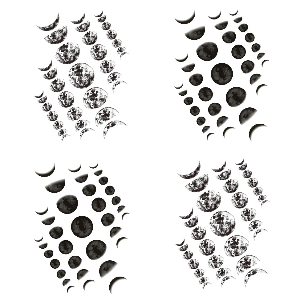 SanerLian Moon Phase Planet Temporary Tattoo Sticker Black