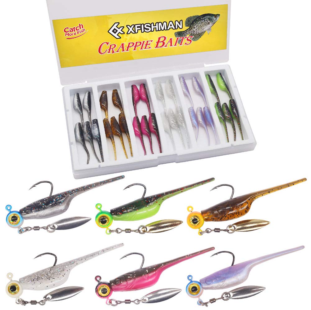 Crappie-Baits- Plastics-Jig-Heads-Kit-Shad-Minnow-Fishing-Lures