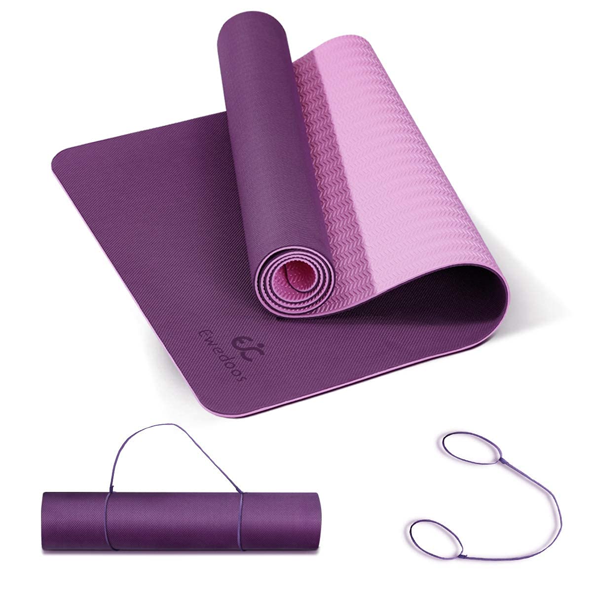 Ewedoos Yoga Mat Non Slip TPE Yoga Mats Exercise Mat Eco Friendly Workout  Mat for Yoga, Pilates and Floor Exercise Thick Fitness Mat Carry Strap  Included ACE PURPLEPINK