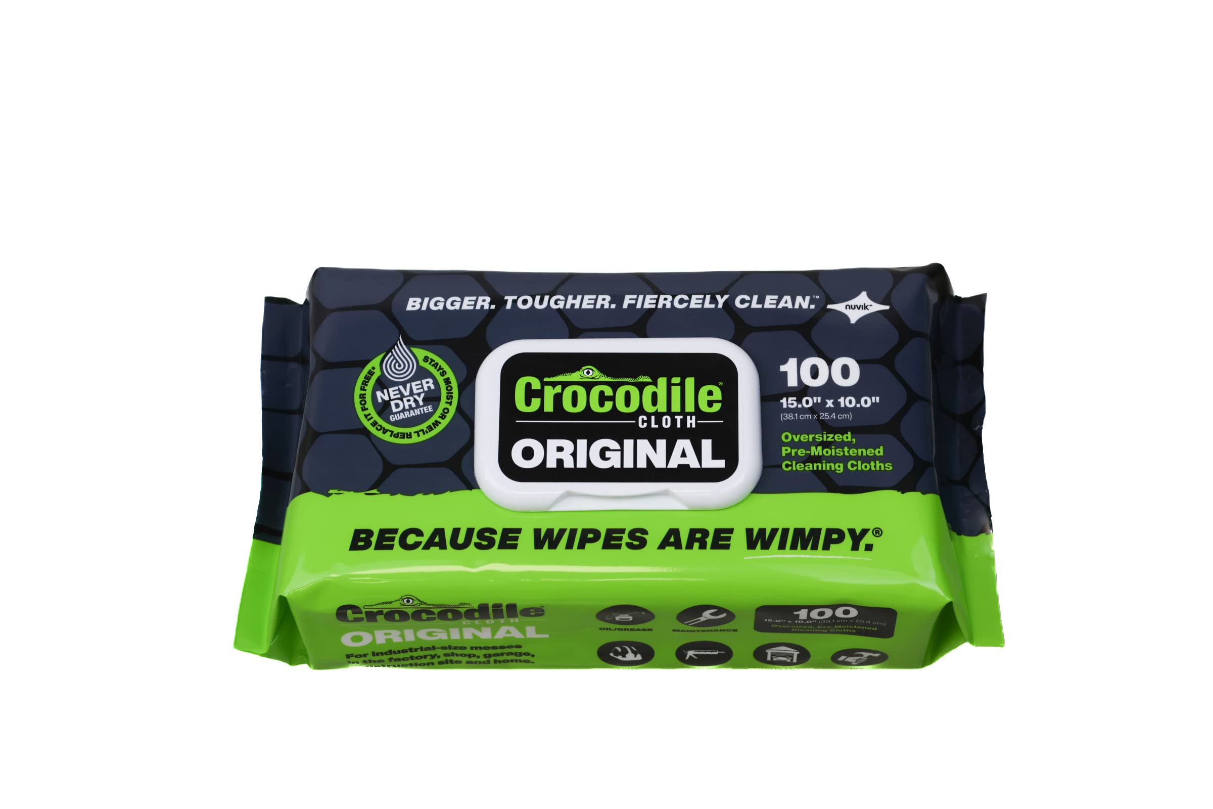 Crocodile Cloth Original - 100, 10 X 15 Cleaning Wipes. Large, Moist,  Absorbent and Disposable Cleaning Cloths. Safe on Skin and Multiple  Surfaces. 100 Count (Pack of 1)