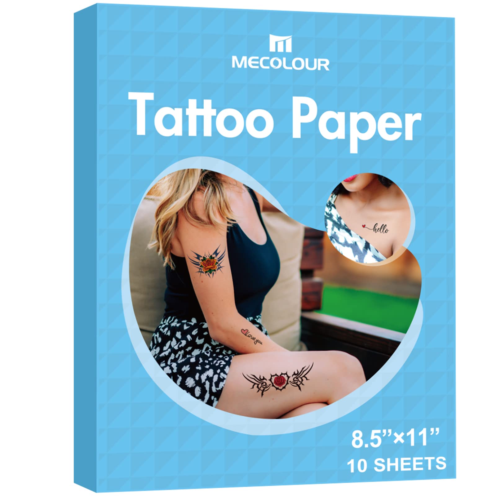 MECOLOUR Printable Temporary Tattoo Paper for LASER Printer 8.5X11 10  Sheets DIY Image Transfer Decal