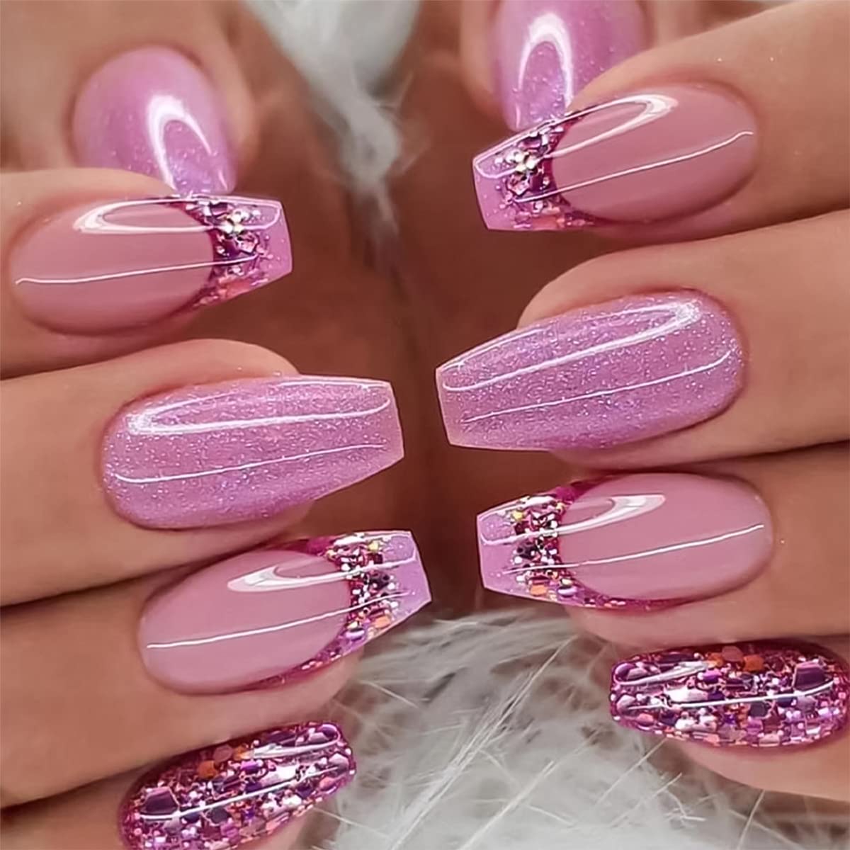 Fofosbeauty Christmas Nails 24pcs Press on False Nails Tips, Coffin Fake  Acrylic Nails, Deer Nude - Walmart.com