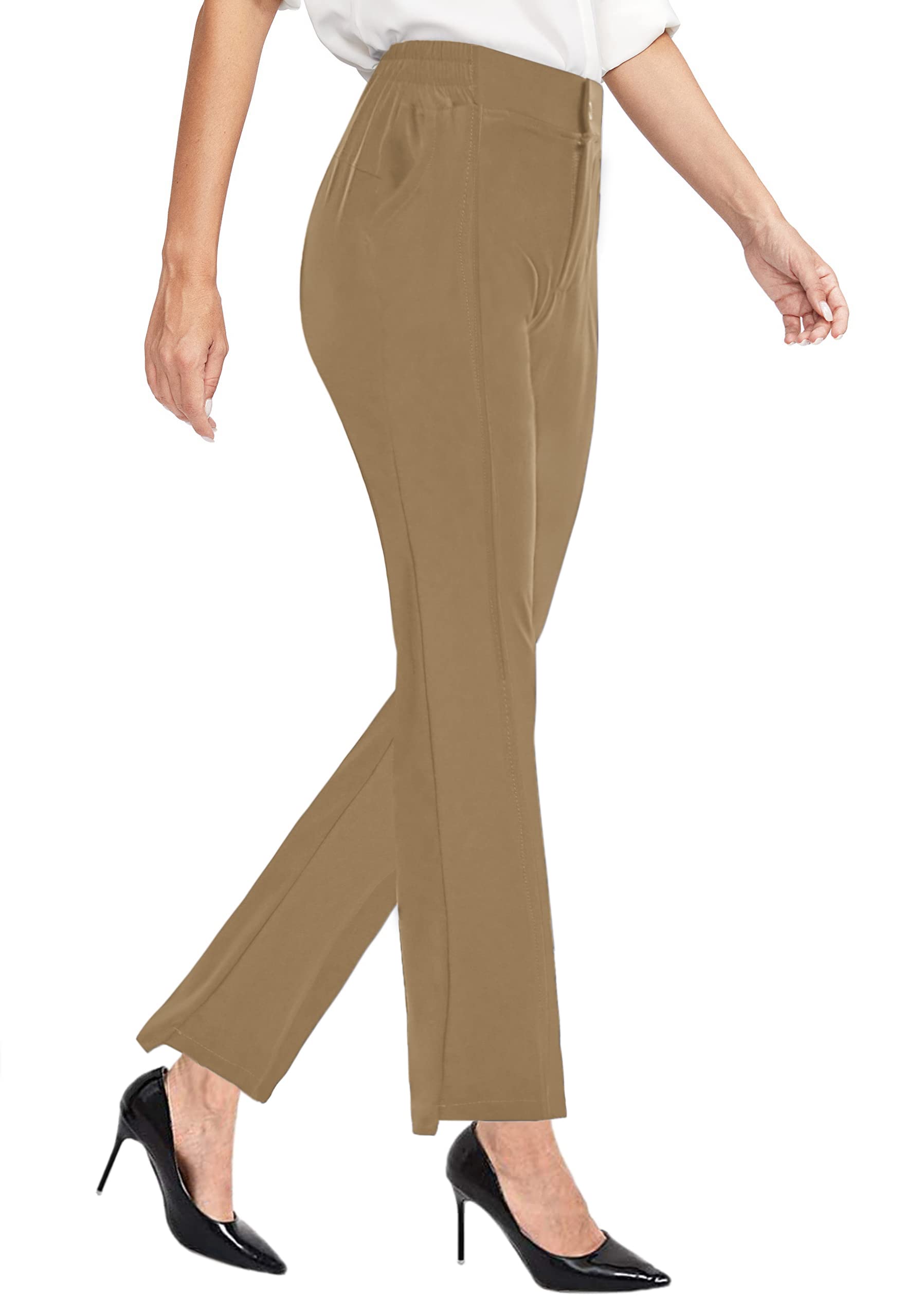 Solid High Waist Slim Trouser Elegant Pocket Pants Work - Temu