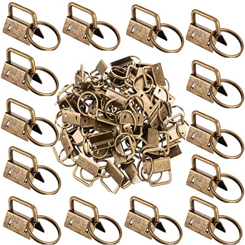 Qovydx 1 inch Key Fob Hardware Kits 1 Keyfobs Hardware Bulk for Keychains  Fob Wristlet Hardware with Key Ring for Lanyard Bronze key fob hardware