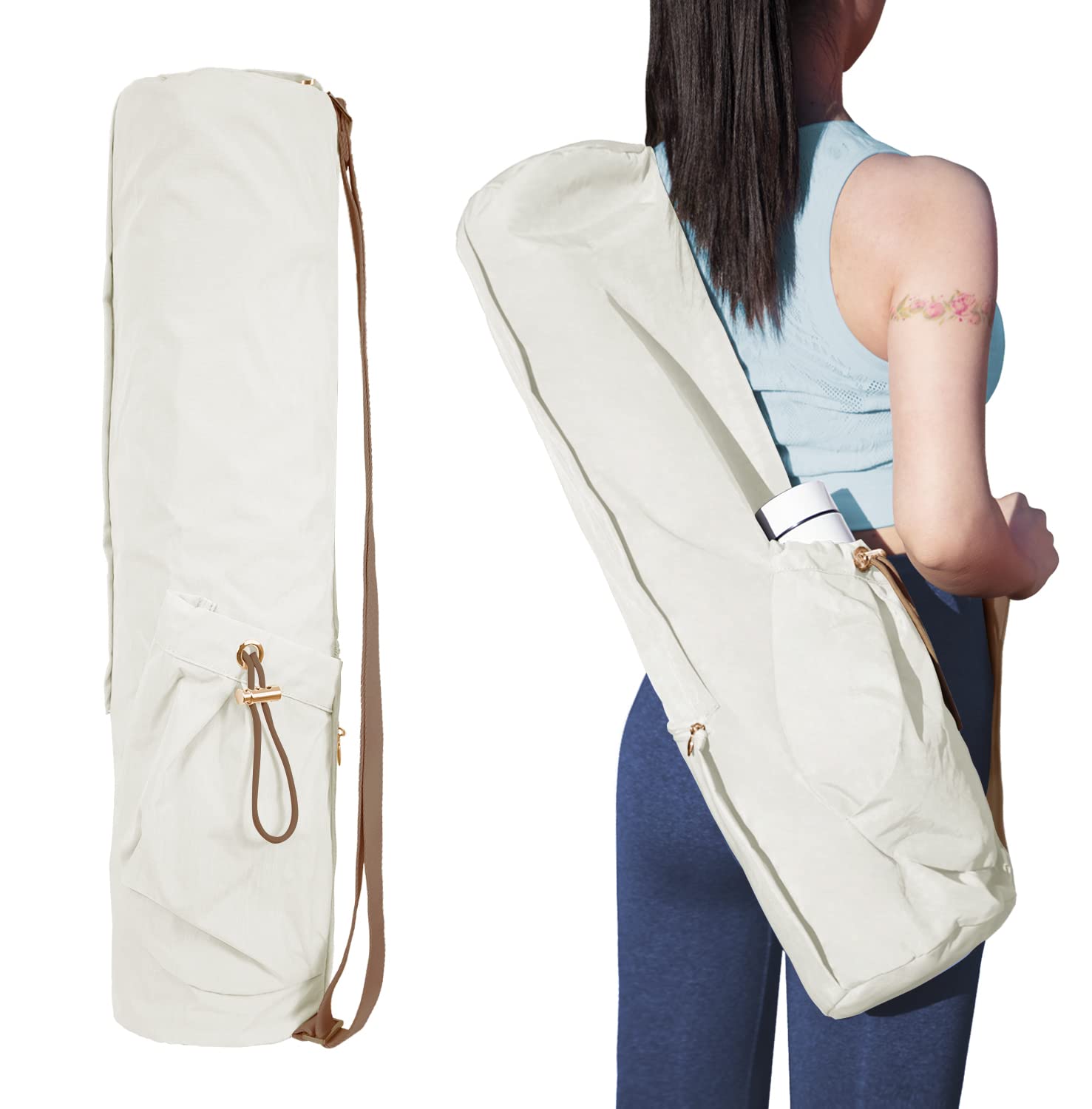 EnjoyActive Yoga Mat Bag, Premium, Waterproof, Multi Pockets, Adjustable  Strap, 2 size for 1/4 or 1/2 Thick Yoga Mat Carrier
