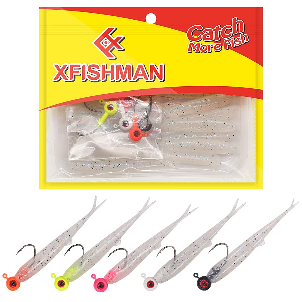 Crappie-Baits- Plastics-Jig-Heads-Kit-Shad-Minnow-Fishing-Lures-for  Crappie-Panfish-Bluegill-40-Piece Kit - 30 Bodies- 10 Crappie Jig Heads