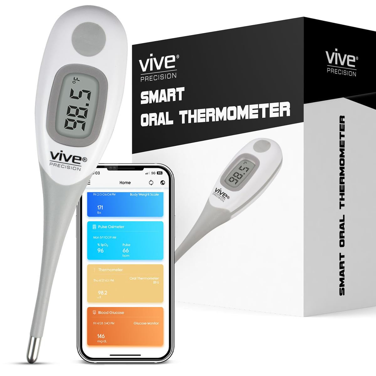 Vive Precision Smart Oral Thermometer - FSA/HSA Approved Medical