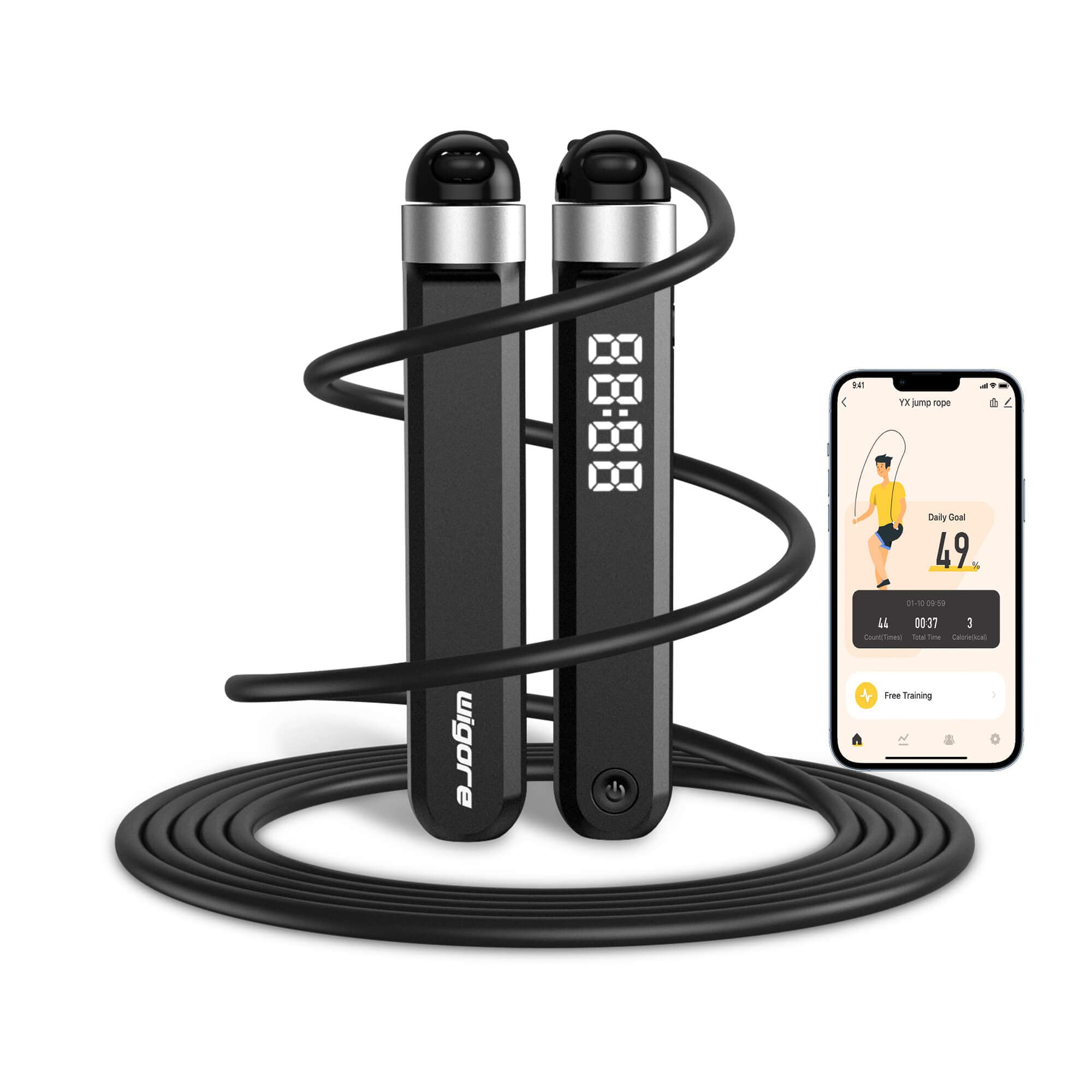wigore Jump Rope, Smart Jump Rope with smart life APP Data Analysis,  Rechargeable Li-Battery built