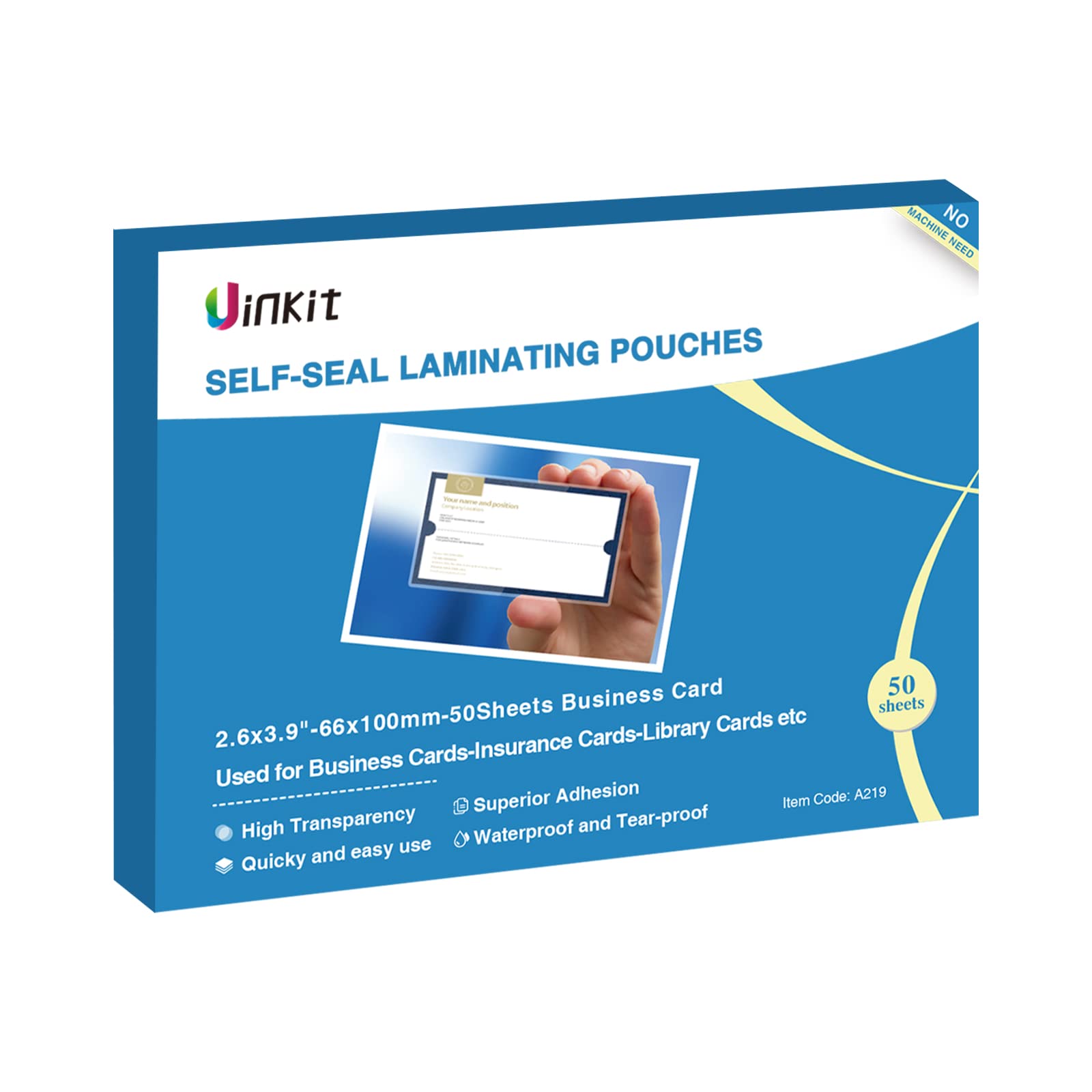 Uinkit Self Sealing Laminating Pouches Self Adhesive Laminating Sheets for  Cards 2.6x3.9inches 50Pack 10Mil Thick Gloss Finish No Machine Need  (2.6x3.9Inchesx50Pack)