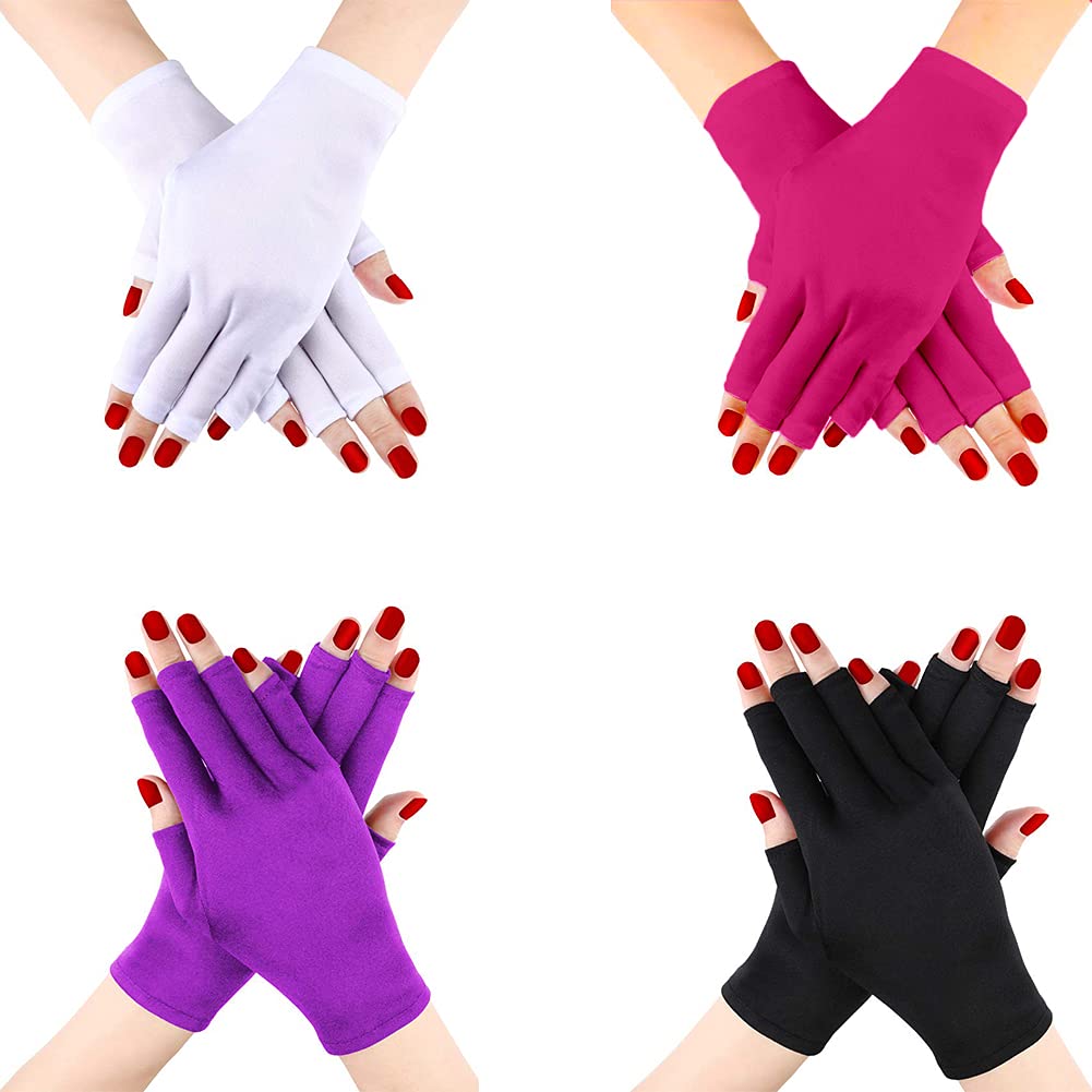 4 Pairs UV Glove for Nail Lamp Manicures Anti Block UV Ray Fingerless Glove  for Girl