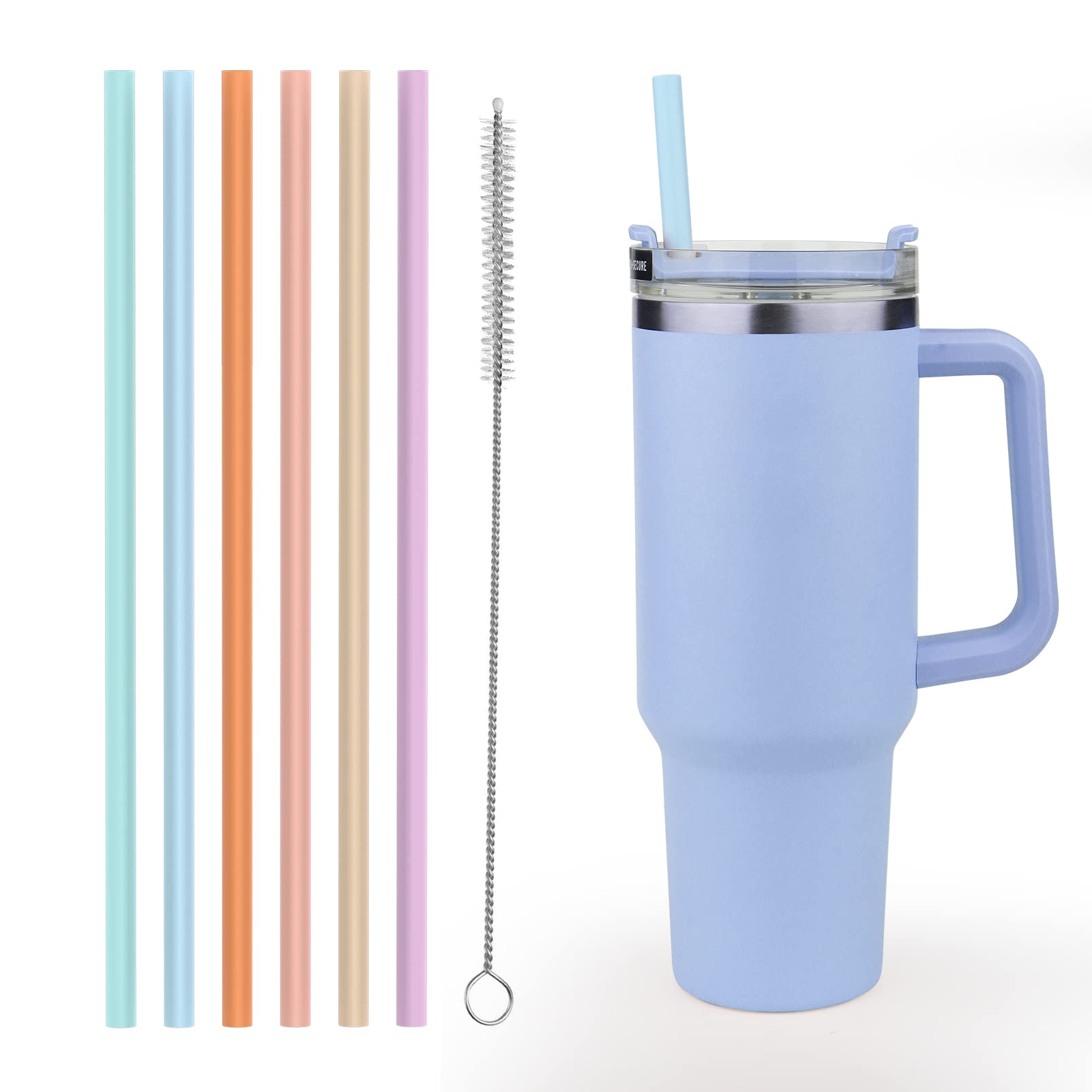 Replacement Straw Compatible with Stanley 40 oz 30 oz Cup Tumbler, 6 Pack  Reusable Straw with Cleaning Brush, Plastic, Clear