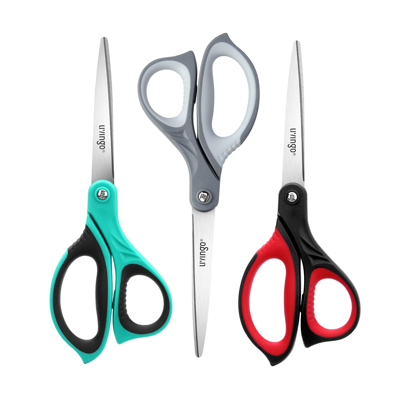 LIVINGO 8.5 Scissors All Purpose 3 Pack Ultra Sharp Blade Shears