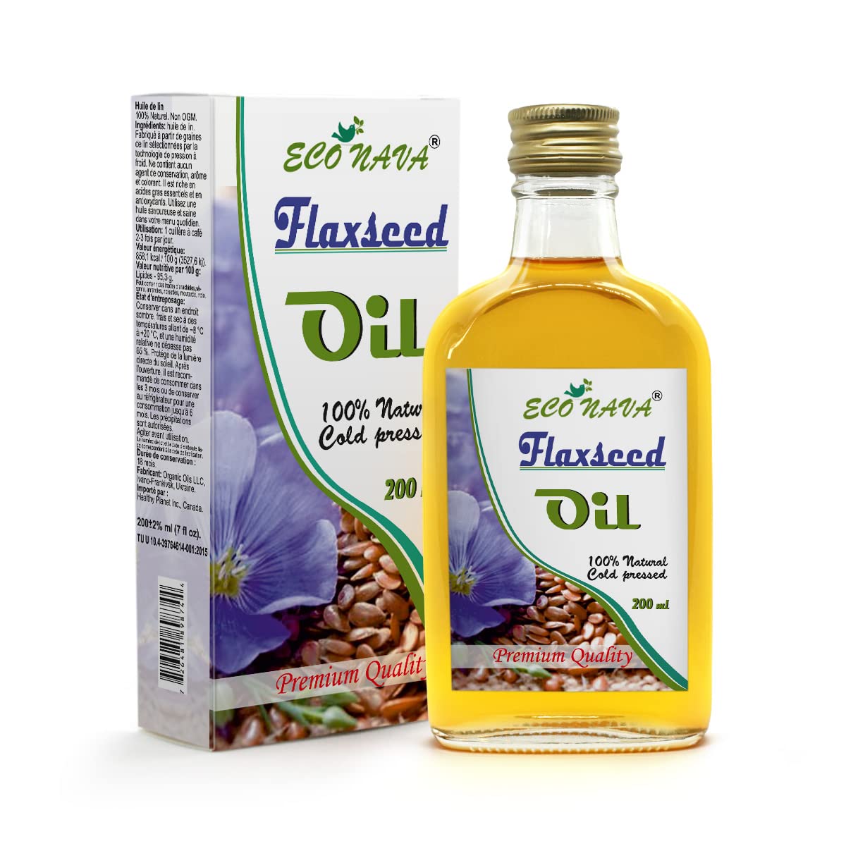 ECO NAVA Oil 200 ml / 6.8 fl oz, 100% Natural Extra Virgin Cold Pressed, Unrefined Raw No-GMO Vegan, Gluten-Free, Premium Food Grade