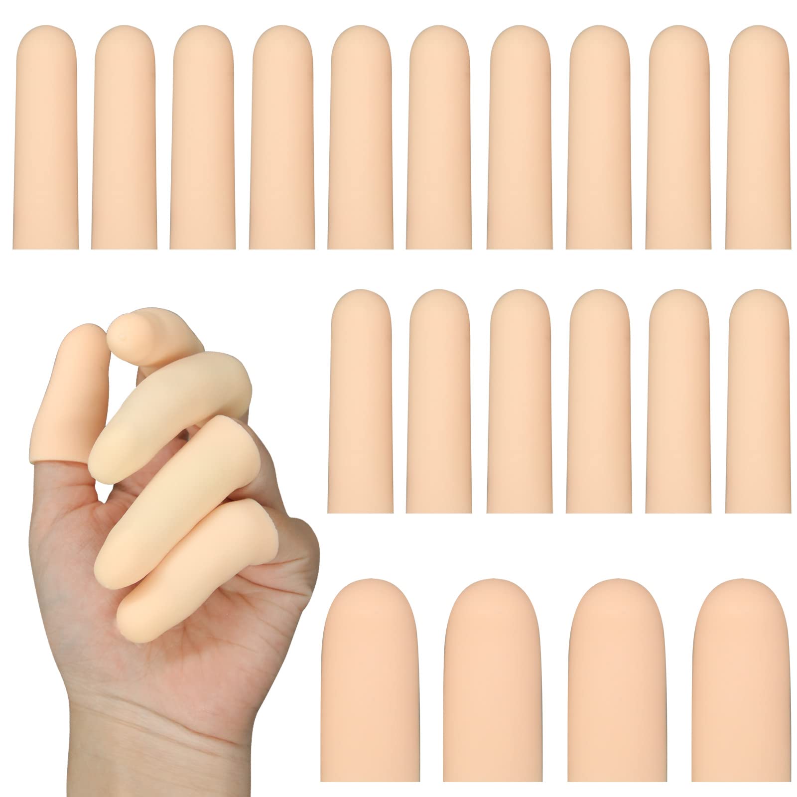 20Pcs Gel Finger Cots Thumb Protector, Silicone Finger Sleeves Cover  Protection for Finger Tips, Finger Gloves Caps Finger Protectors for Wounds  Hand Eczema, Finger Arthritis, Finger Cracking (Nude)
