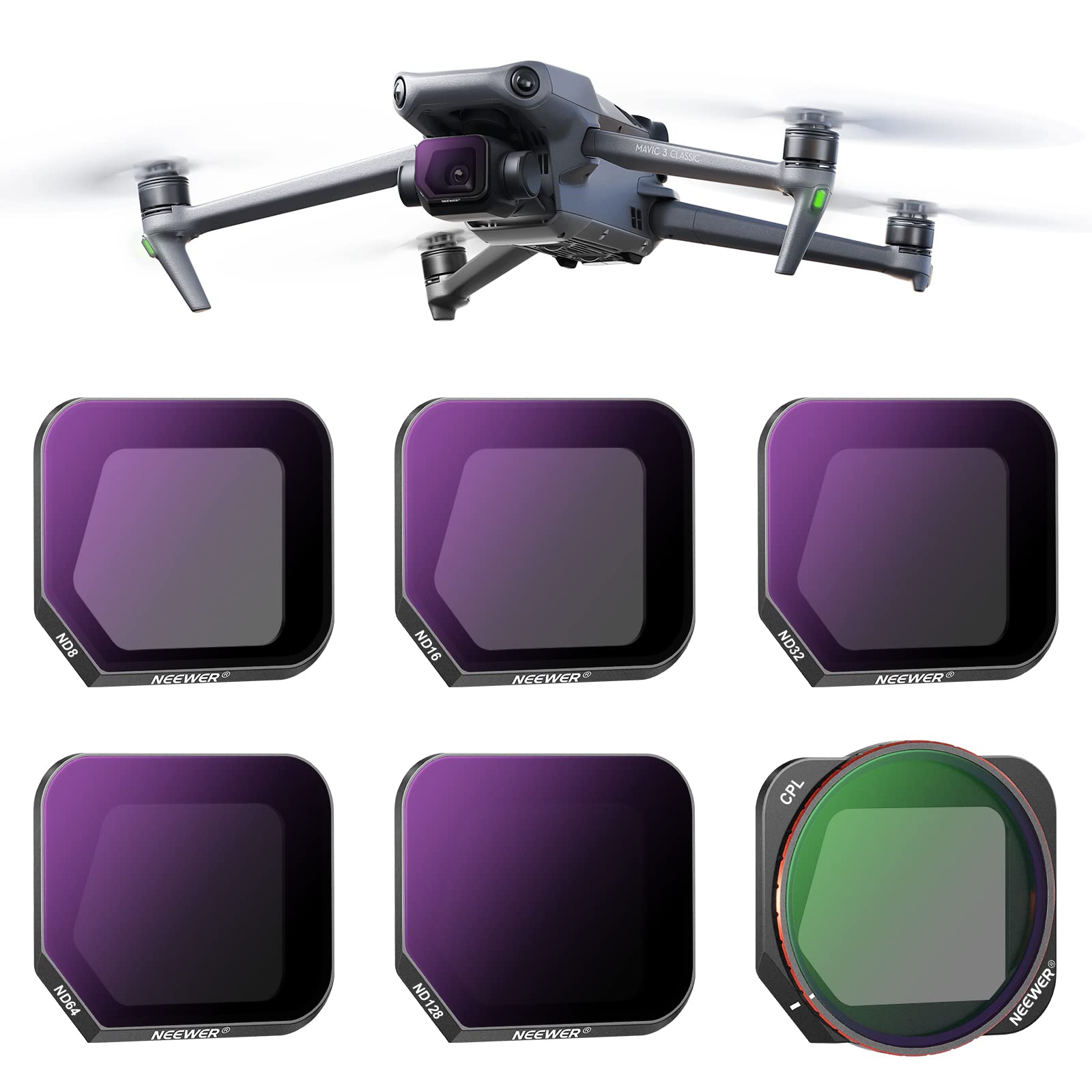 NEEWER 6 Pack ND/CPL Filter Set for DJI Mavic 3 - ND8/16/32