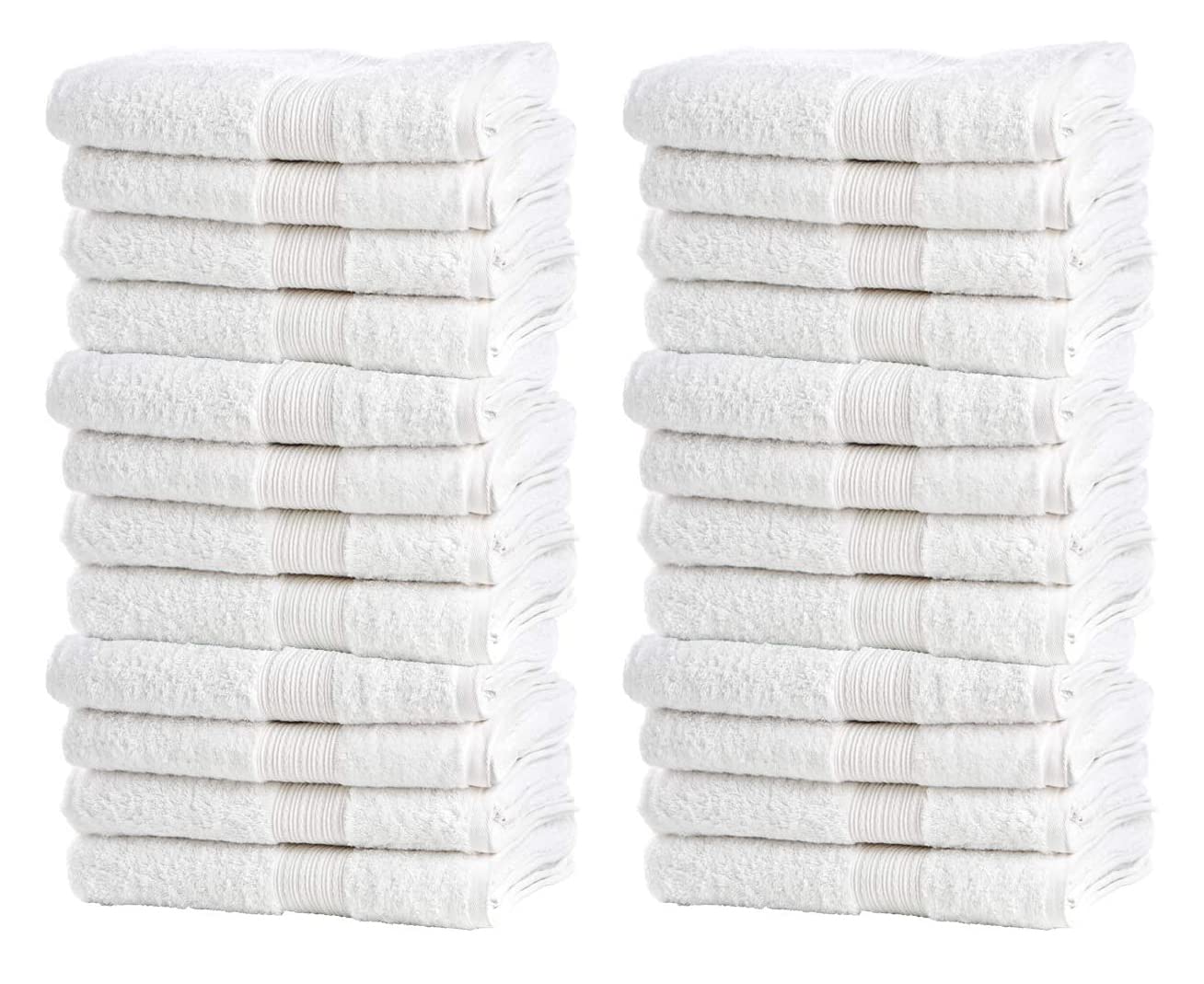 Bulk Spa White Washcloths Set of 24 Size 12 x 12 Thick Loop Pile