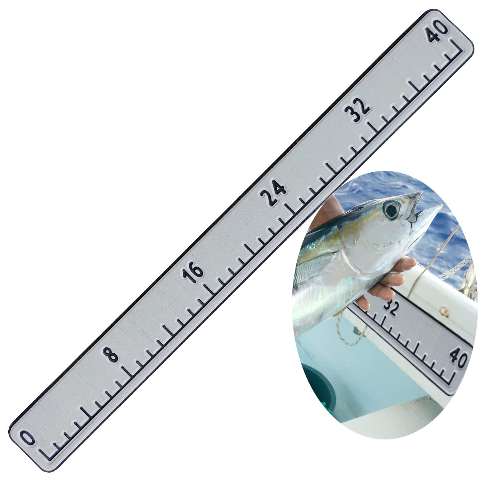 Hzkaicun/Fish Ruler/40/with Backing Adhesive/Fish Measuring Sticker/Foam  Fish Ruler for Boat/Fish Measuring Board/Suitable for/Fish  Boat/Cooler/Kayak/Yacht/Fish Ruler Boat Accessories 40 Light gray