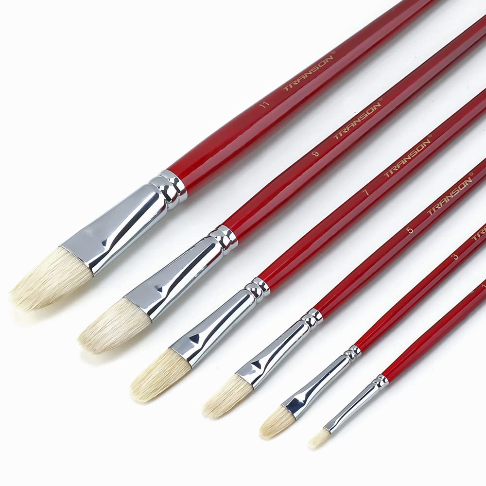 Artists Filbert Brushes 6 pcs Brush Set for Oil & Acrylics