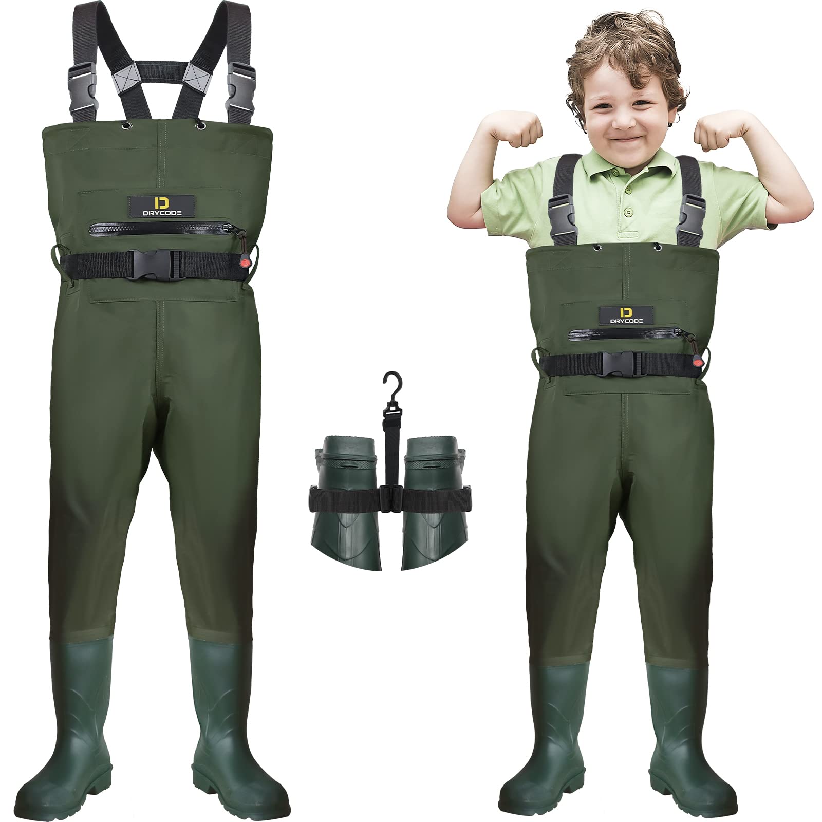 TideWe Chest Waders for Kids, Waterproof Fishing Youth Waders PVC