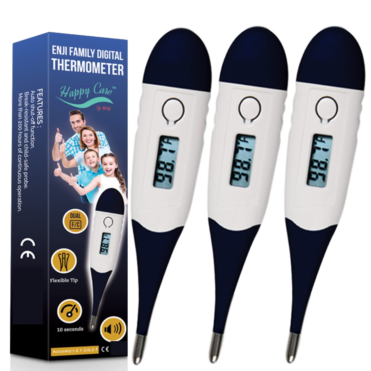 3 Unit Fast 10 Seconds Body Fever Thermometer for Adults, Children