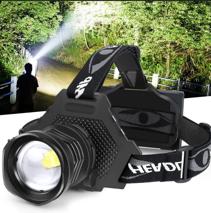 LED Headlamp USB Rechargeable, Head Lamp XHP70 Super Bright 90000 High  Lumen with 5 Modes, Batteries