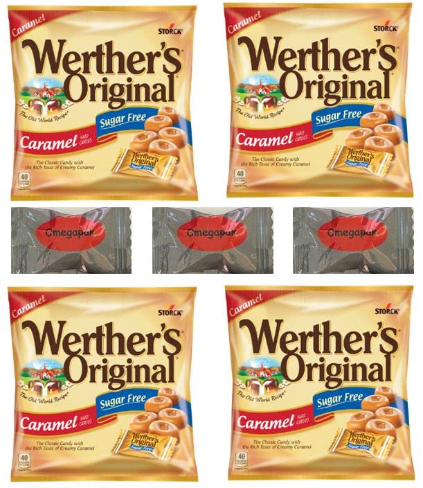Werther's Original Sugar-Free Caramel Hard Candy Individually Wrapped with  Omegapak Starlight Mints, Sugarless Fresh Keto Hard Candy, Bundle of 4 Bags,  1.46 Oz. Each Caramel 1.46 Ounce (Pack of 4)