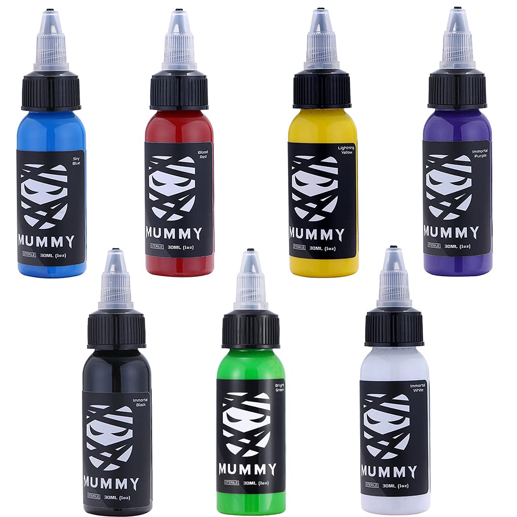 Mummy Tattoo Ink Set 1 oz , Color Evenly Long Lasting Vibrant and Bright,  No Irritation Tattoo