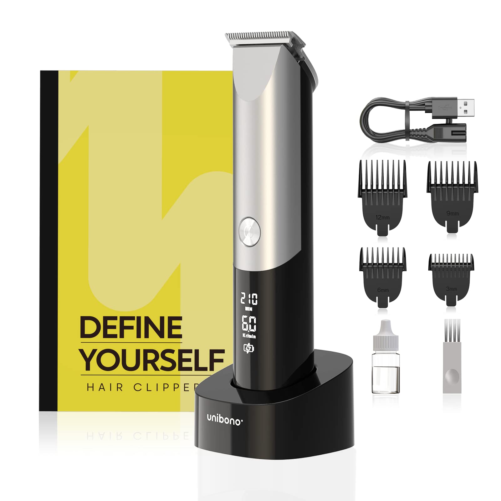 Cordless Hair Trimmer for Men,Rechargeable Hair Clipper for Short Hair and Bald  Head,Waterproof Electric