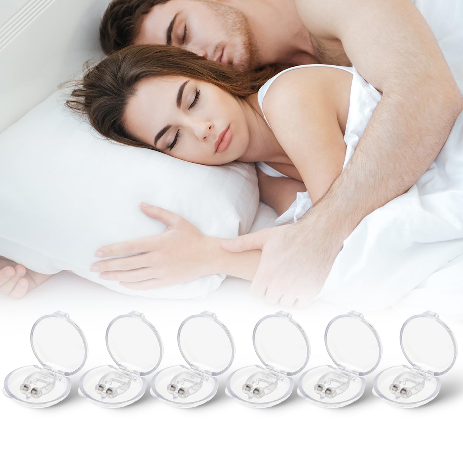 TIESOME Magnetic Anti Snoring Nose Clips 6 Pack Snore Stopper with Case  Silicone Anti Snoring Nose
